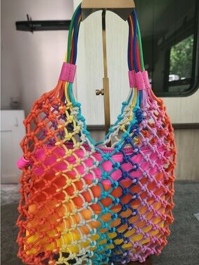 Stella McCartney Rainbow Net Tote with Pink Pouch